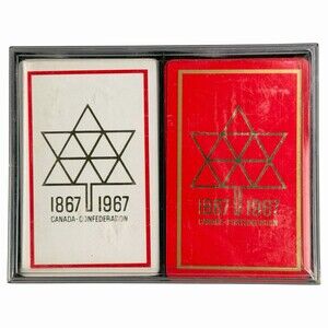 Canada Centennial Confederation Playing Cards 2 Deck Collector Set Red White VTG
